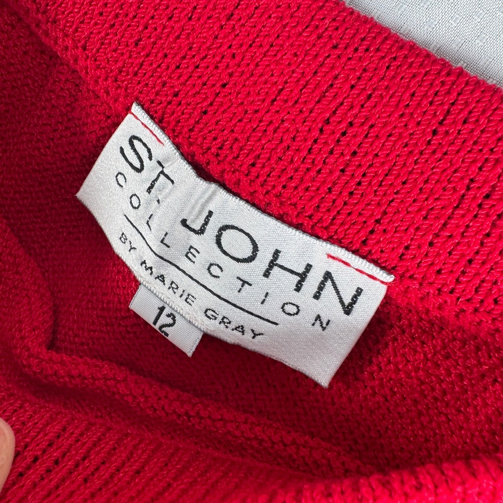 New St John Collection Womens Red Santana Knit Skirt Sz 12 - Picture 3 of 4